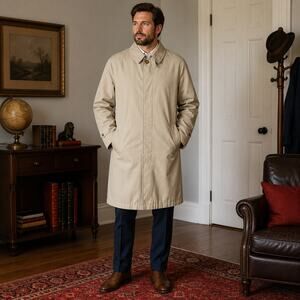 Vintage Stafford Khaki All Weather Coat XL Long Zip Out Liner - XL Long